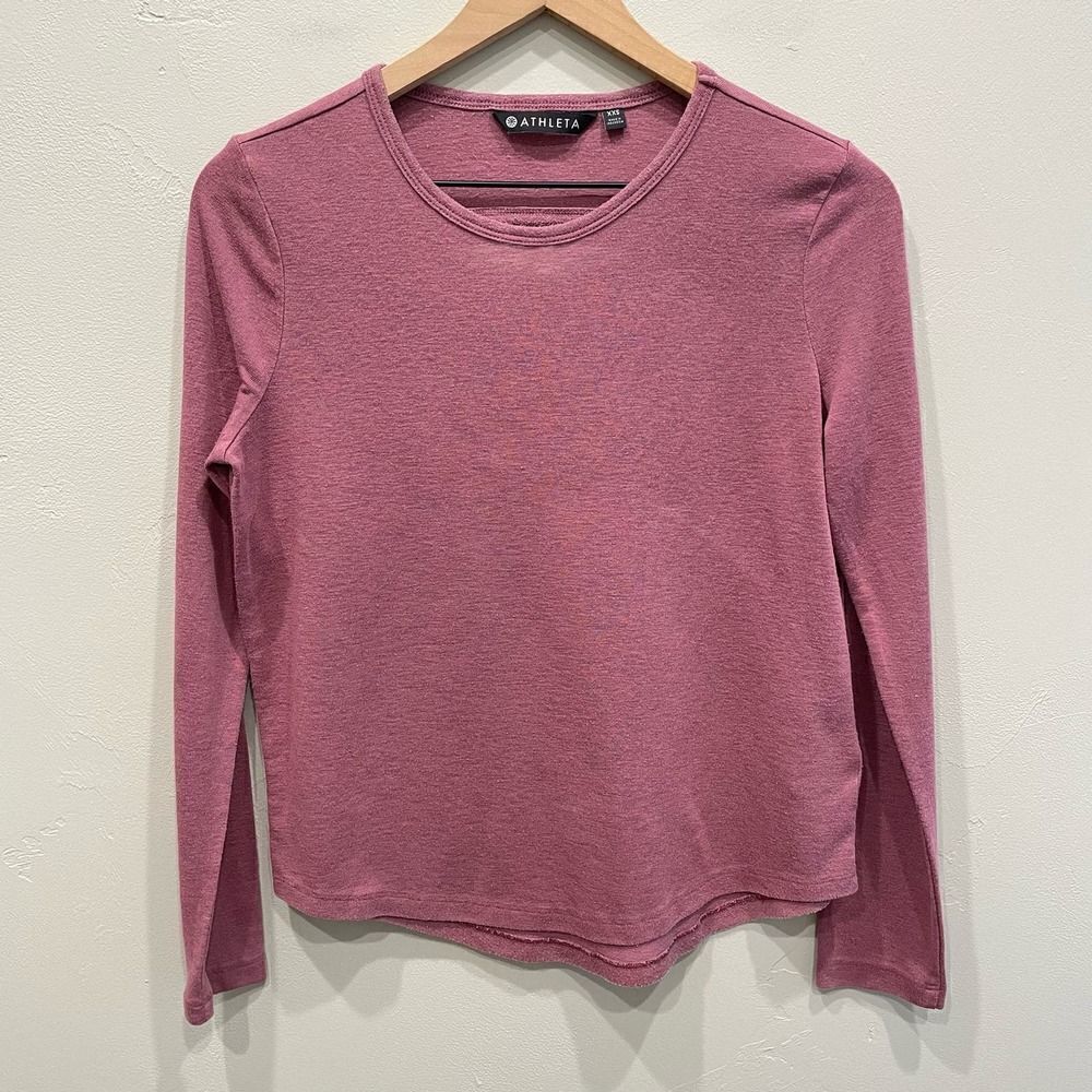 Athleta Pink Breezy Long Sleeve Back Cut Out Shirt - Size: XXS - Picture 1 of 6